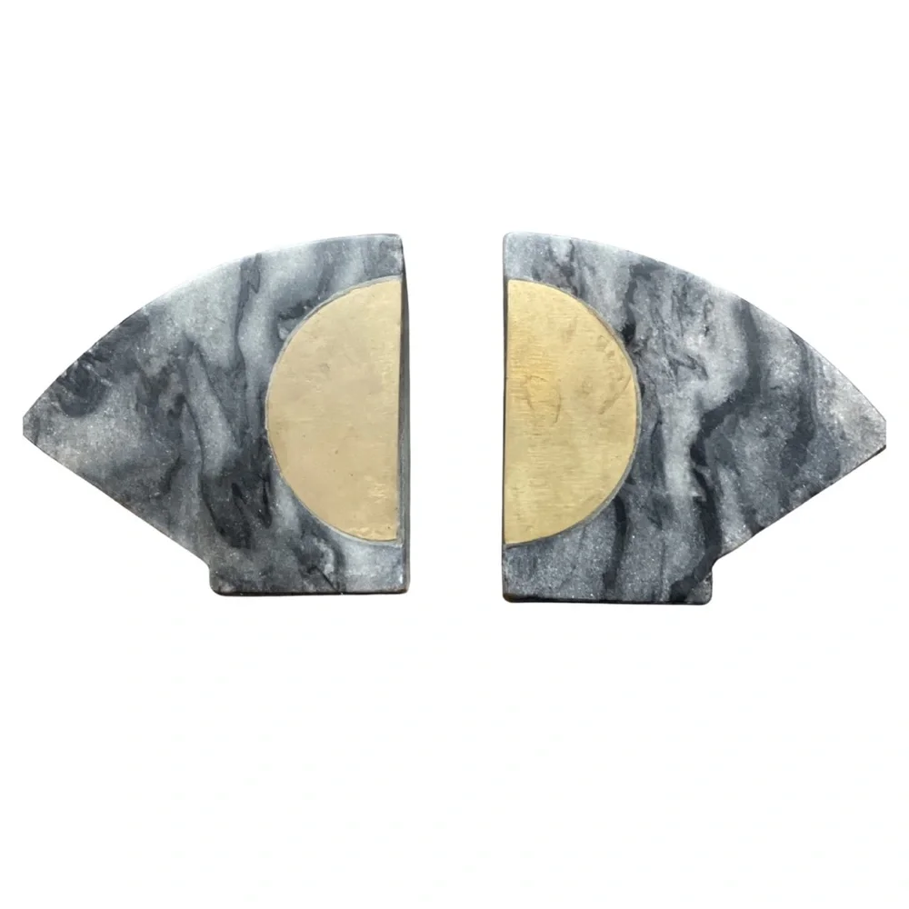 Gray and Gold Marble Bookends
